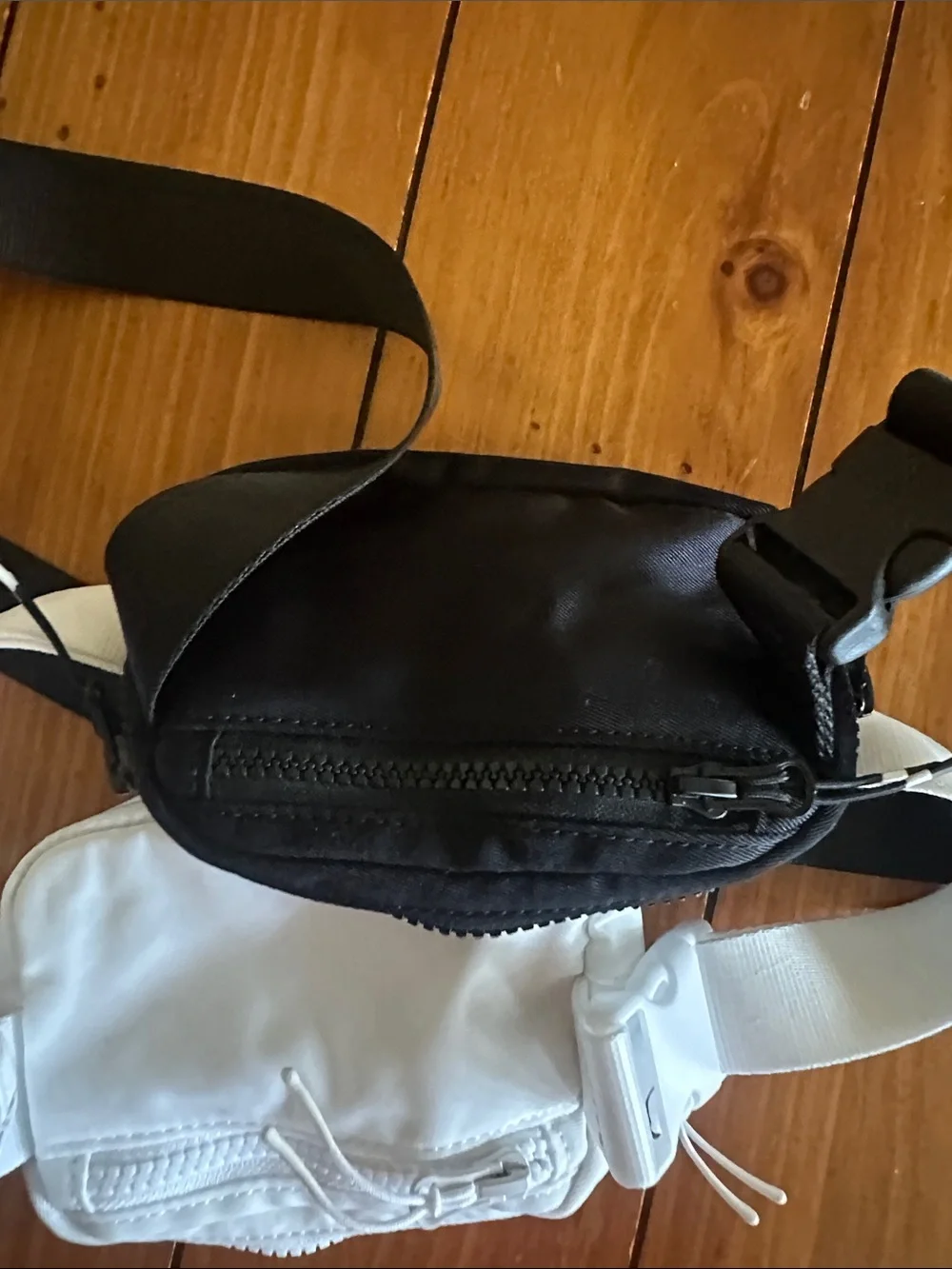 Fabletics Black and White Crossbody Waist Bags — Dual Pack
